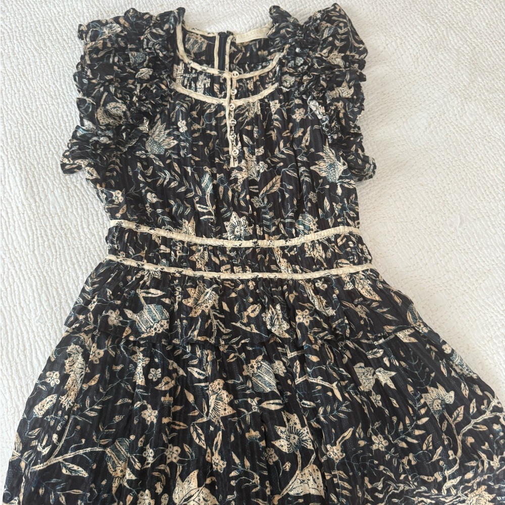 Ulla Johnson Black and Cream Floral Kids Dress